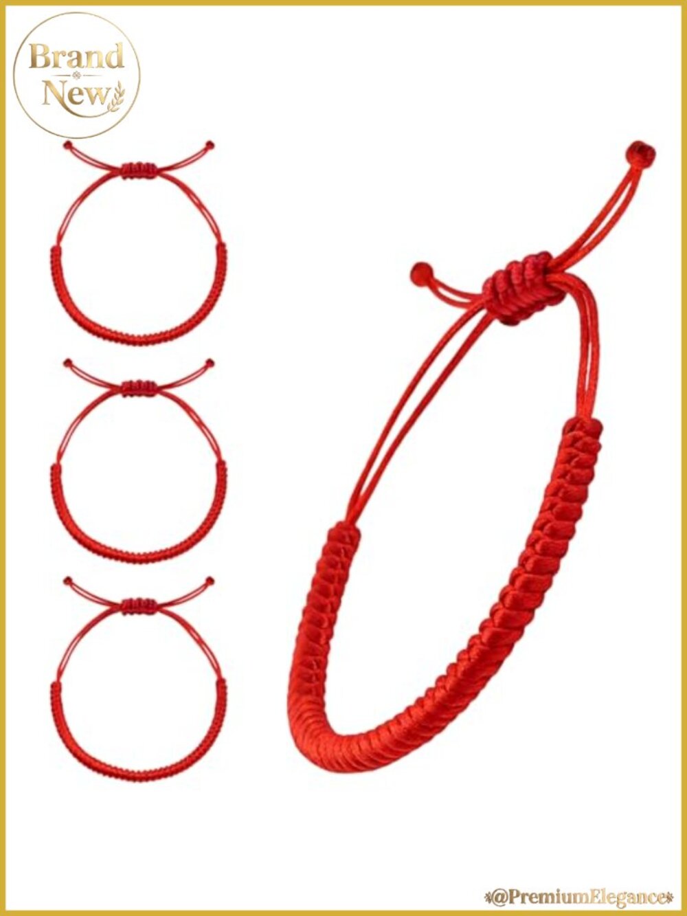 4-Pack Red String Bracelets Adjustable Sliding Knot Cord Bracelet for Women Men